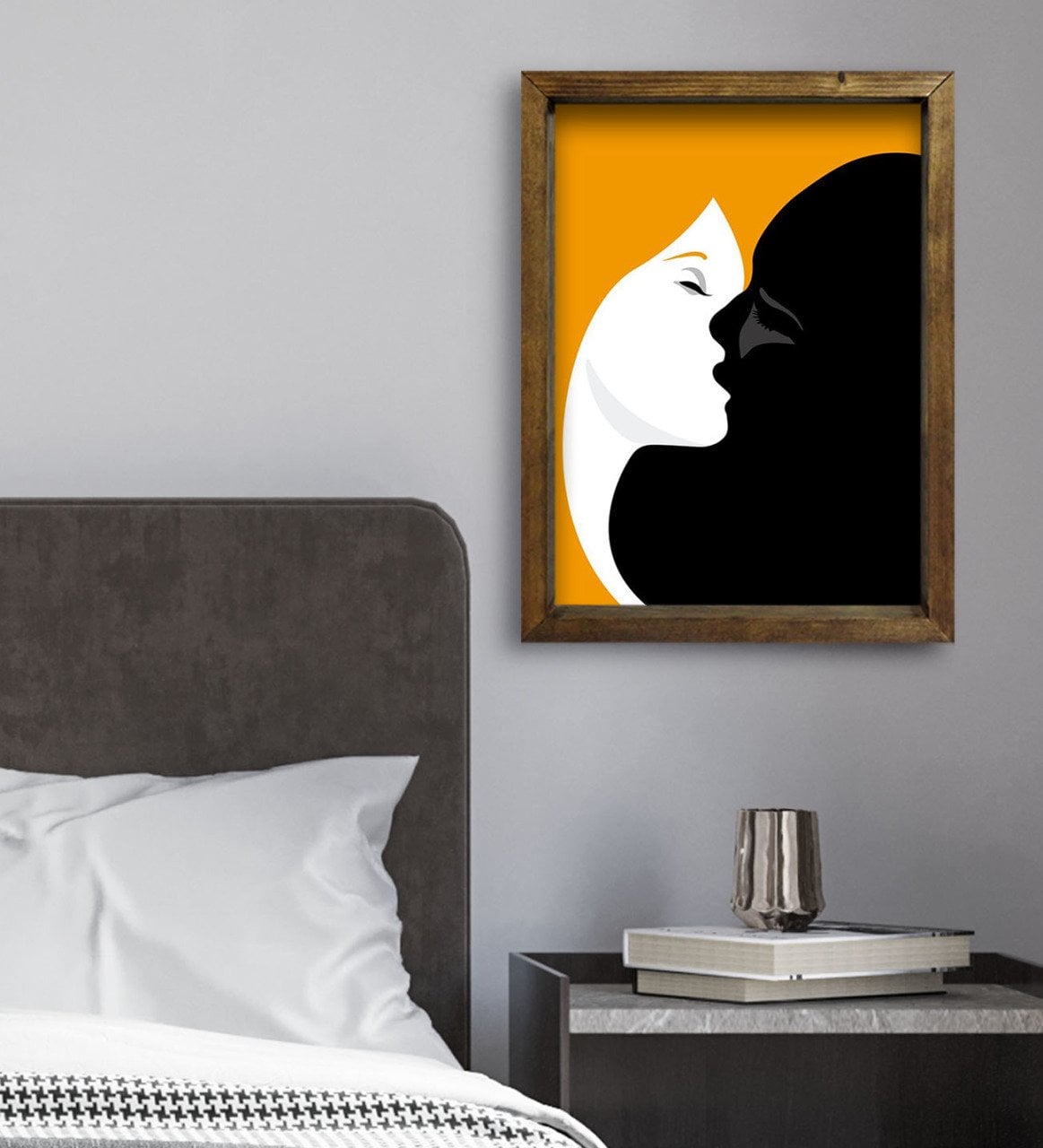 BK Gift Yatak Odası Konseptli Doğal Masif Ahşap Çerçeveli Tablo 45x65cm-23