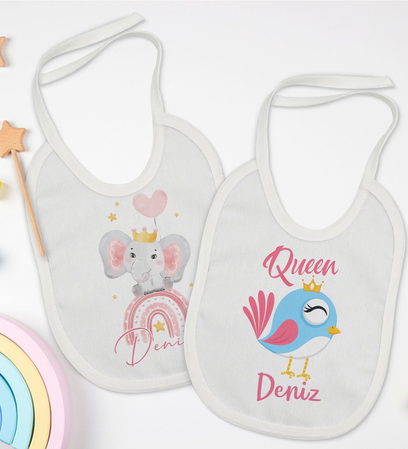 BK Kids Kişiye Özel İsimli 2’li Beyaz Mama Önlüğü-4