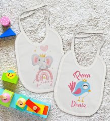 BK Kids Kişiye Özel İsimli 2’li Beyaz Mama Önlüğü-4