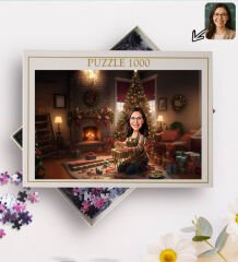 BK Gift Kişiye Özel Kadın Yılbaşı Karikatür Tasarımlı 1000 Parça Profesyonel Puzzle-9, 1000 Puzzle, Yeni Yıl Hediyesi, Yılbaşı Hediyesi