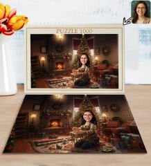 BK Gift Kişiye Özel Kadın Yılbaşı Karikatür Tasarımlı 1000 Parça Profesyonel Puzzle-9, 1000 Puzzle, Yeni Yıl Hediyesi, Yılbaşı Hediyesi