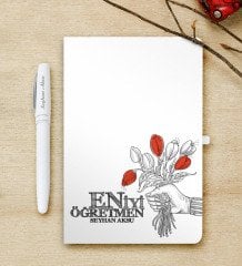 Kişiye Özel En İyi Öğretmen Beyaz Defter ve Kalem Hediye Seti-7