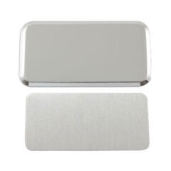 Dikdörtgen Metal Yaka İsimliği (gümüş) 6x3,2 cm