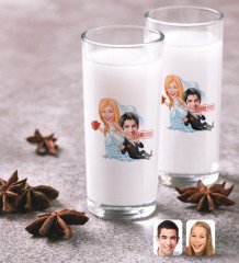 Kişiye Özel Evleniyoruz Karikatürlü İkili Rakı Bardağı Seti-2