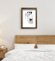 BK Gift Yatak Odası Konseptli Doğal Masif Ahşap Çerçeveli Tablo 45x65cm-24