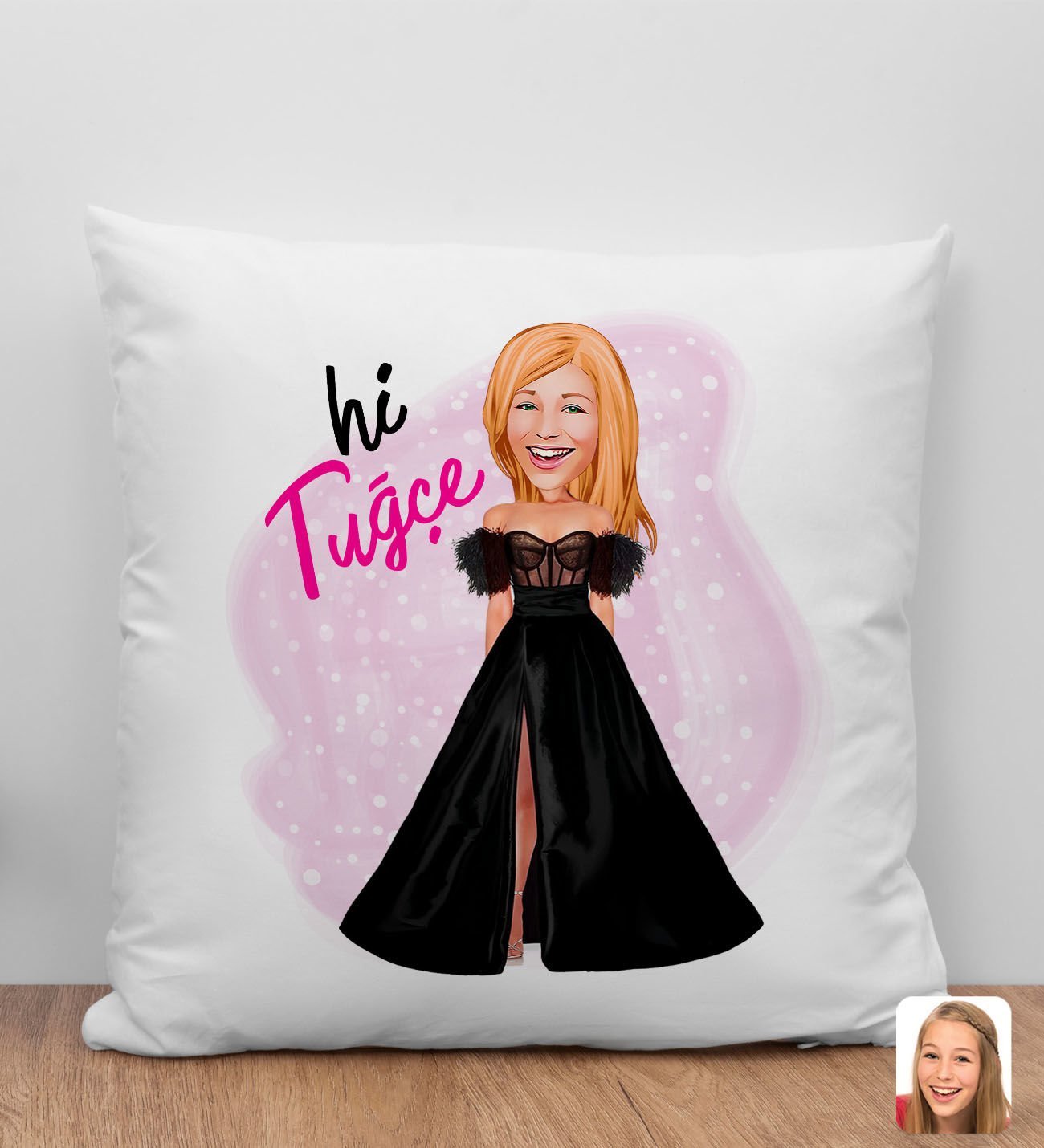 Bk Gift Kişiye Özel Barbie Karikatürlü Beyaz Yastık-3, Barbie Filmi, Barbie Hediyelik Eşya, Arkadaşa Hediye
