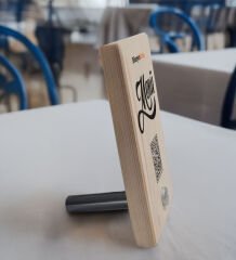 BK Gift Restoran & Cafe & Barlara Özel Doğal Ahşap QR Menü Standı – Metal Ayaklı (10x15 cm), Cafe&Bar için QR kodlu Tabela, QR kodlu Masa Dekoru - 5 ADET-1