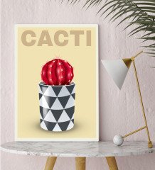 BK Gift Kaktüs Tasarımlı Kanvas Tablo 30x50cm-5
