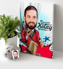 Kişiye Özel Bay Patron Karikatür Kanvas Tablo (30 x 50 cm.) 2