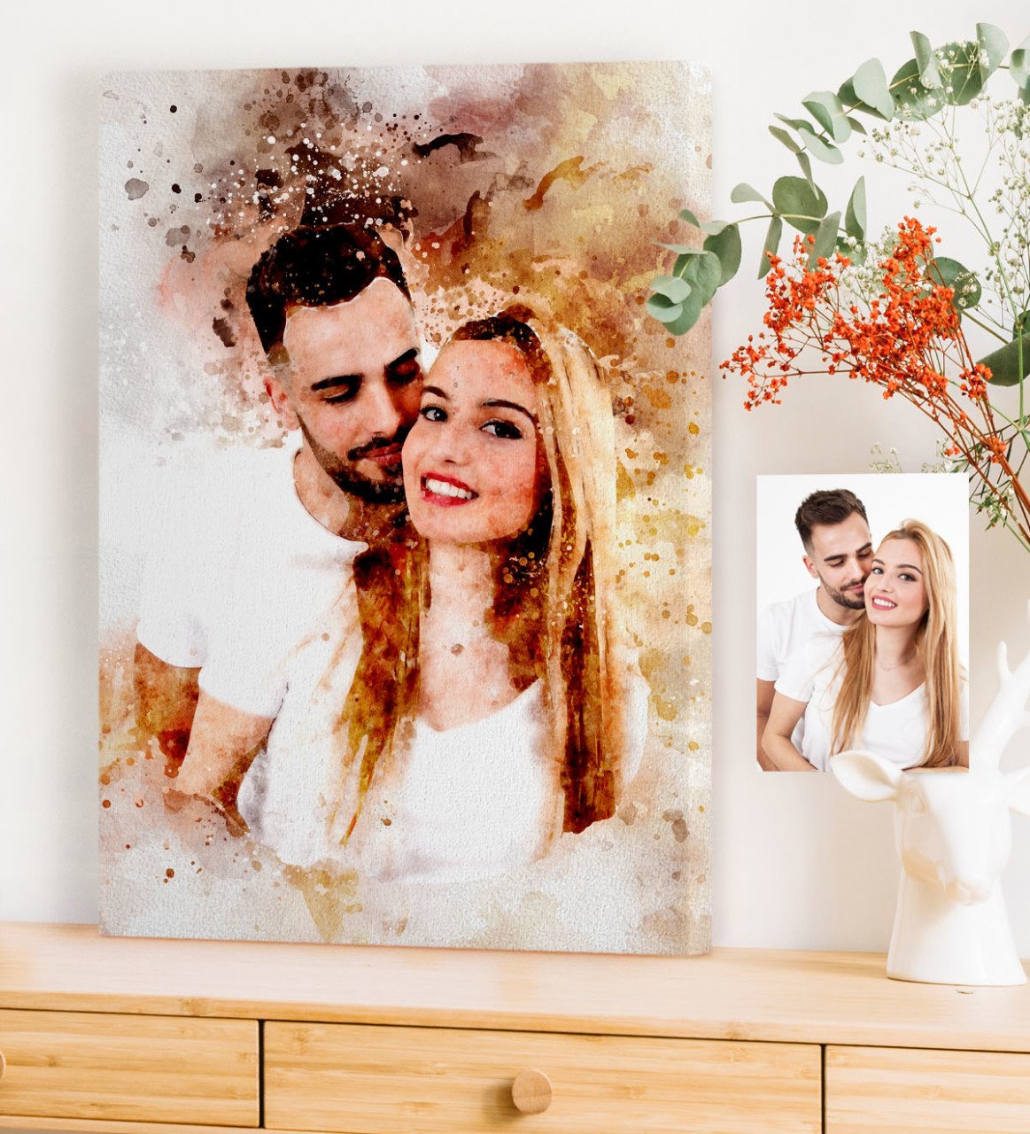 Kişiye Özel Suluboya Baskılı Kanvas Tablo (50 x 70 cm.) 3