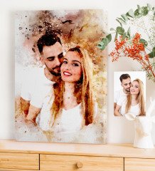 Kişiye Özel Suluboya Baskılı Kanvas Tablo (50 x 70 cm.) 3
