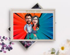 BK Gift Kişiye Özel Sevgililer Karikatürlü 1000 Parça Profesyonel Puzzle-31