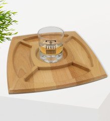 Kişiye Özel İsimli Viski Bardağı ve Doğal Masif Ahşap 4 Bölmeli Sunum Tabağı Çerezlik Hediye Seti-21