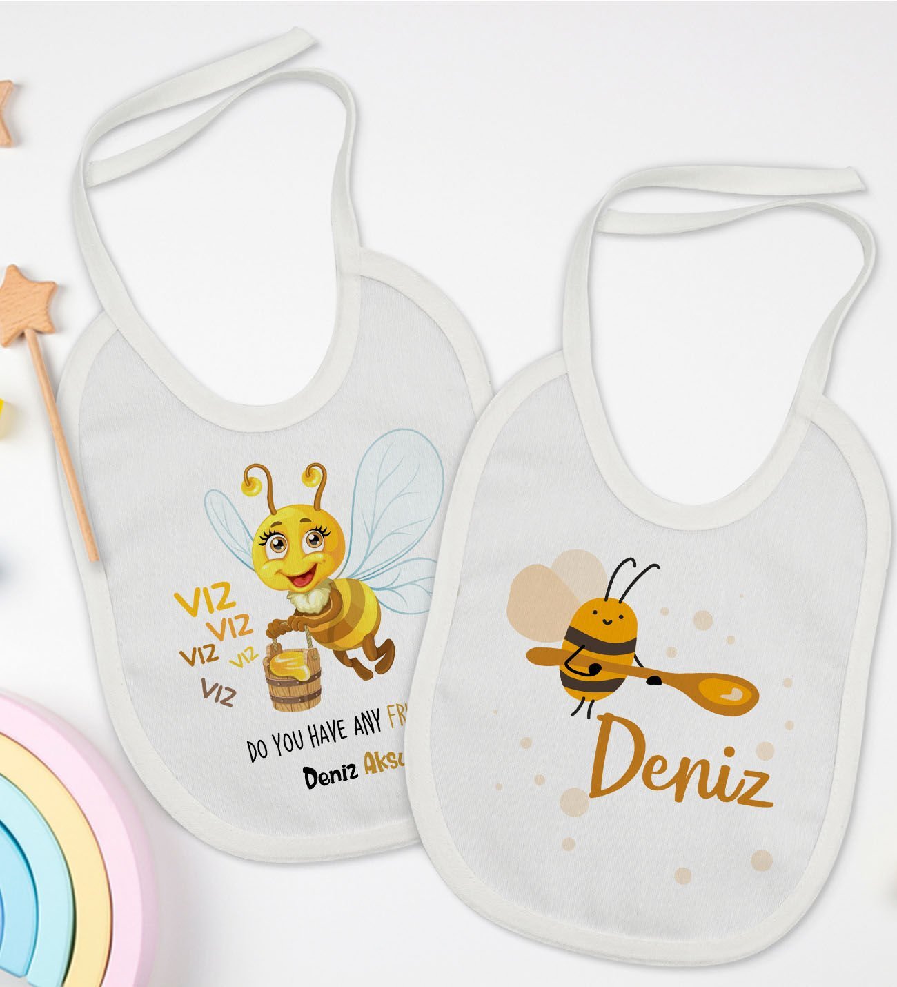BK Kids Kişiye Özel İsimli 2’li Beyaz Mama Önlüğü-6