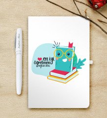 Kişiye Özel En İyi Öğretmen Beyaz Defter ve Kalem Hediye Seti-9