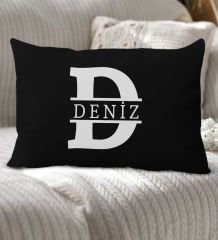 BK Gift Kişiye Özel Harfli Premium Kumaş Siyah Dikdörtgen Yastık Kılıfı-1 (SADECE YASTIK KILIFI), Ev Dekorasyonu