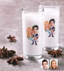 Kişiye Özel Evleniyoruz Karikatürlü İkili Rakı Bardağı Seti-4