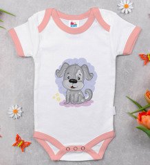 BK Kids Sevimli Köpek Tasarımlı Pembe Bebek Body Zıbın-1