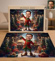 BK Gift Kişiye Özel Erkek Yılbaşı Karikatür Tasarımlı 1000 Parça Profesyonel Puzzle-3, 1000 Puzzle, Yeni Yıl Hediyesi, Yılbaşı Hediyesi