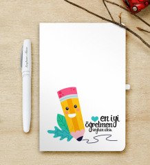 Kişiye Özel En İyi Öğretmen Beyaz Defter ve Kalem Hediye Seti-10