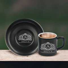 BK Gift Kişiye Özel İsimli Siyah Renk Türk Kahvesi Fincanı-13, Arkadaşa Hediye, Sevgiliye Hediye, Yıl Dönümü Hediyesi