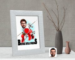 Kişiye Özel Beyaz Atlı Prens Karikatürlü Dekoratif Çerçeve-2