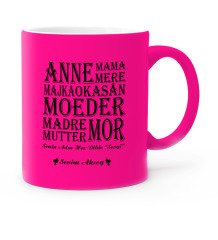 Kişiye Özel Senin Adın Her Dilde Sevgi Fosforlu Pembe Kupa Bardak - 1