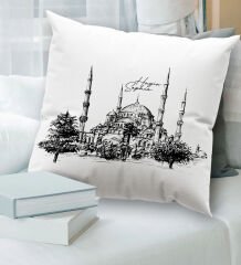 BK Gift İstanbul Tasarımlı Beyaz Kırlent Yastık, Ev Hediyesi, Ev Dekorasyonu, Dekoratif Hediye-14
