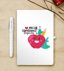 Kişiye Özel En İyi Öğretmen Beyaz Defter ve Kalem Hediye Seti-11