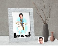 Kişiye Özel Beyaz Atlı Prens Karikatürlü Dekoratif Çerçeve-3