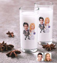 Kişiye Özel Evleniyoruz Karikatürlü İkili Rakı Bardağı Seti-6