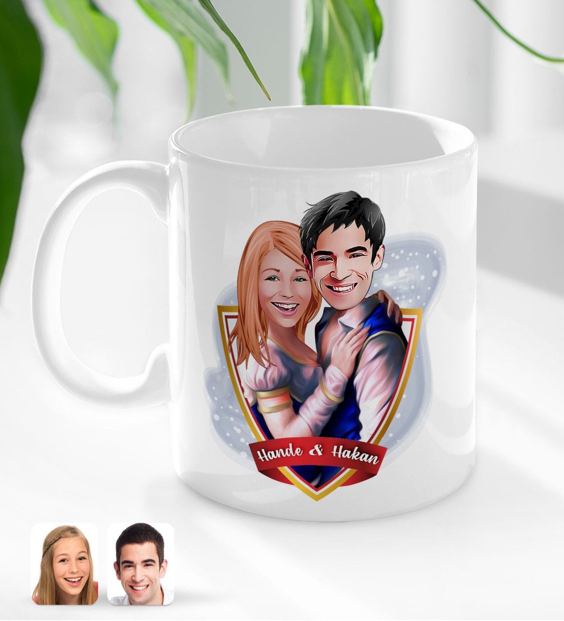 Kişiye Özel İsimli Sevgililer Karikatürlü Beyaz Kupa Bardak-36