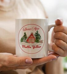 Yılbaşı Hediyesi BK Gift Kişiye Özel Yeni Yıl Tasarımlı Beyaz Kupa Bardak, Kar Tanesi Kolye ve Kar Tanesi Mum Hediye Seti-6, Sevgiliye Hediye, Arkadaşa Hediye