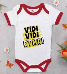 BK Kids Vidi Vidi Etma Tasarımlı Kırmızı Bebek Body Zıbın-1