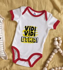 BK Kids Vidi Vidi Etma Tasarımlı Kırmızı Bebek Body Zıbın-1