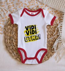 BK Kids Vidi Vidi Etma Tasarımlı Kırmızı Bebek Body Zıbın-1