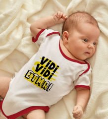 BK Kids Vidi Vidi Etma Tasarımlı Kırmızı Bebek Body Zıbın-1