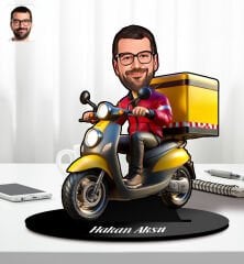 BK Gift Kişiye Özel Kurye Motorcu Erkek Karikatür Biblo-1, Arkadaşa Hediye, Sevgiliye Hediye, Doğum Günü Hediyesi