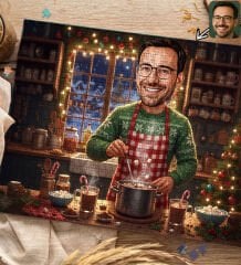 BK Gift Kişiye Özel Erkek Yılbaşı Karikatür Tasarımlı 1000 Parça Profesyonel Puzzle-6, 1000 Puzzle, Yeni Yıl Hediyesi, Yılbaşı Hediyesi