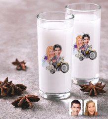 Kişiye Özel Evleniyoruz Karikatürlü İkili Rakı Bardağı Seti-8