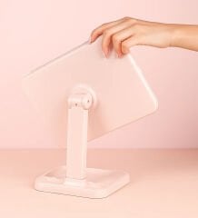 BK Gift LED Işıklı Katlanabilir Şarjlı Pembe Makyaj Aynası, Ev Hediyesi, Sevgiliye Hediye