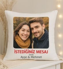 BK Gift Kişiye Özel İsimli&Fotoğraflı&Mesajlı Beyaz Kırlent Yastık-1, Sevgiliye Hediye, Arkadaşa Hediye