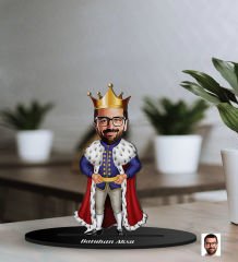 BK Gift Kişiye Özel Kral Karikatürlü 3D Ahşap Biblo, Sevgili Biblo, Ahşap Biblo, Sevgiliye Hediye, Ev Dekoru