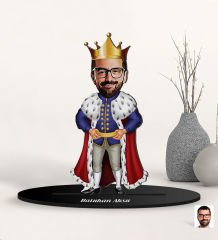 BK Gift Kişiye Özel Kral Karikatürlü 3D Ahşap Biblo, Sevgili Biblo, Ahşap Biblo, Sevgiliye Hediye, Ev Dekoru