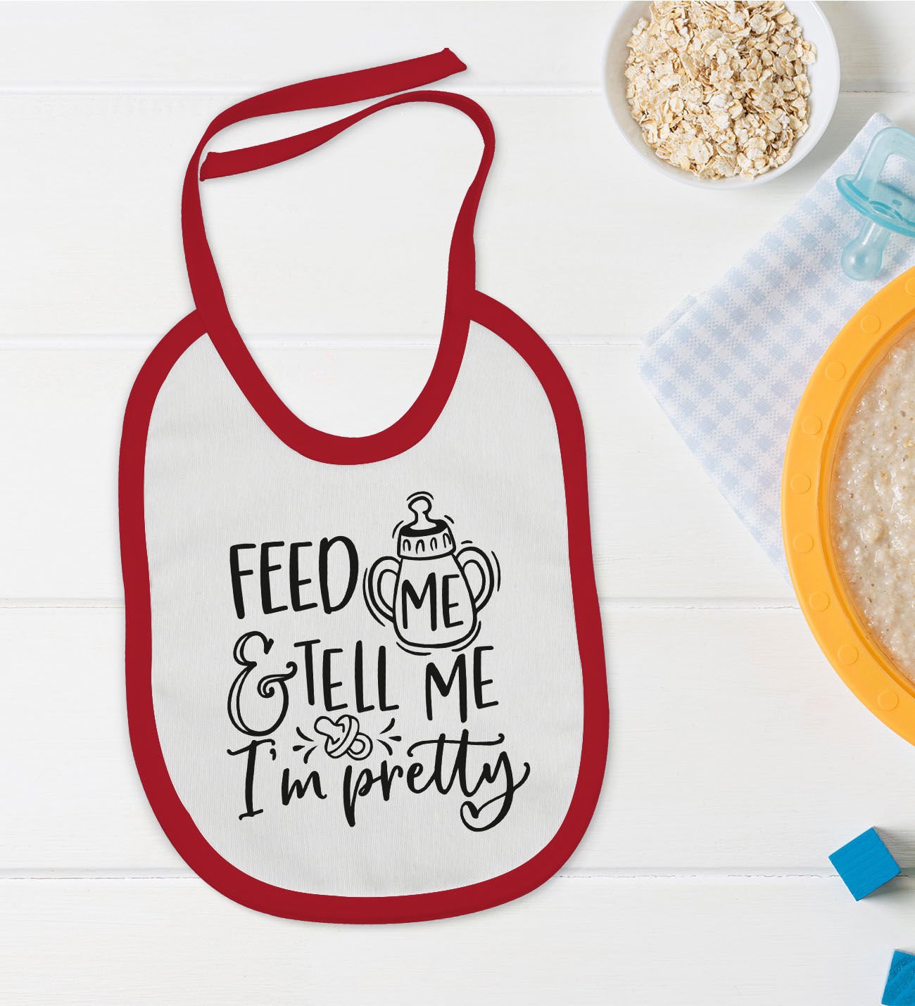 BK Kids Im Pretty Tasarımlı Kırmızı Bebek Mama Önlüğü-1