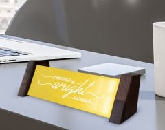 BK Gift Kişiye Özel İsimli Ahşap Ayaklı Sarı Akrilik Masa İsimliği, Ofis Dekoru, Mesleki Hediye, Ofis Hediyeleri-2