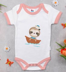 BK Kids Sevimli Denizci Tasarımlı Pembe Bebek Body Zıbın-1
