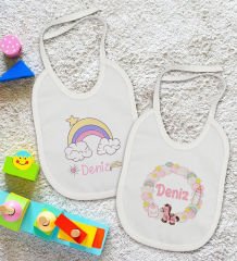 BK Kids Kişiye Özel İsimli 2’li Beyaz Mama Önlüğü-12
