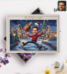 BK Gift Kişiye Özel Erkek Yılbaşı Karikatür Tasarımlı 1000 Parça Profesyonel Puzzle-8, 1000 Puzzle, Yeni Yıl Hediyesi, Yılbaşı Hediyesi