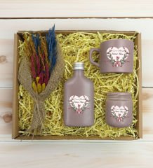 BK Gift Kişiye Özel İsimli DTF Anne Temalı Mat Gri Kahve Fincanı & Kolonya & Mum & El Yapımı Kuru Çiçek Buketi Hediye Seti-5, Anneye Hediye, Anneler Günü Hediyesi